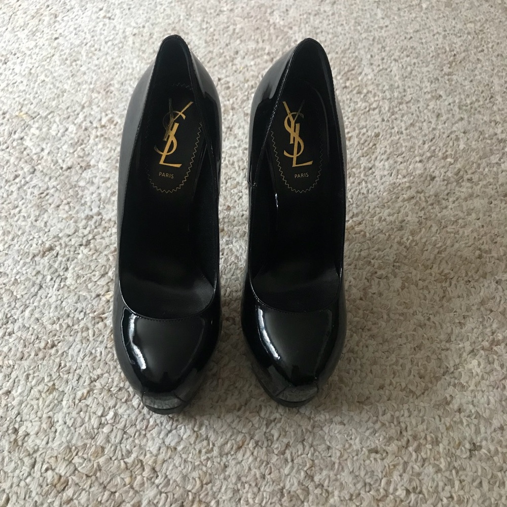 Black Tribute YSL Tribtoo Patent Leather Platfoms